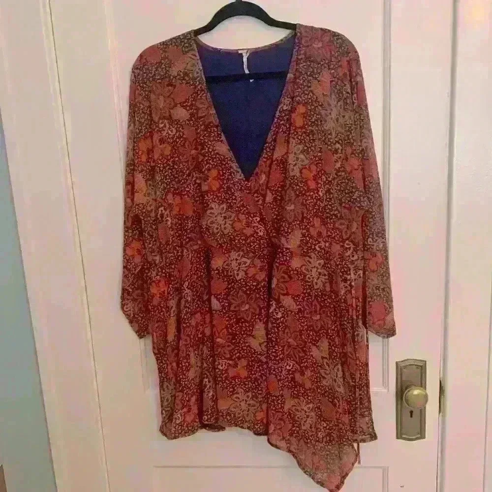 Free People Teegan Mini Dress in Peach Combo, size XS - Picture 5 of 16